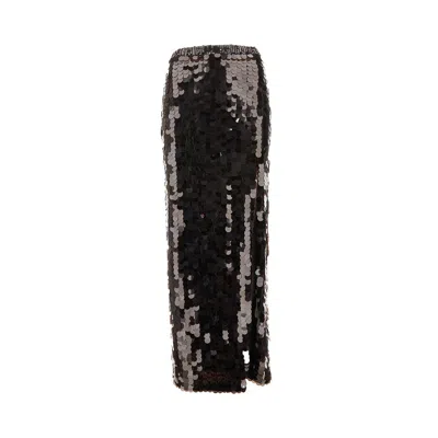 P.a.r.o.s.h P. A.r. O.s. H. Sequinned Long Skirt With Split In Black