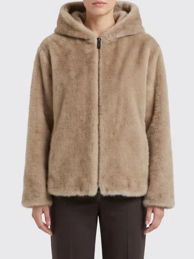 P.a.r.o.s.h Parosh P. A.r. O.s. H. Short Faux Fur Jacket With Collar And Zip Closure In Beige