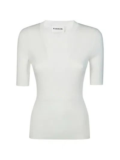 P.a.r.o.s.h P. A.r. O.s. H. Short Sleeve Sweater In White