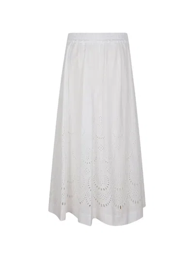 P.a.r.o.s.h Elastic Waist Midi Skirt In White