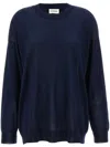 P.a.r.o.s.h Blue Long-sleeved Crewneck Sweater In Wool And Silk Blend Woman In Blue