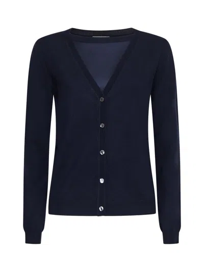 P.a.r.o.s.h Parosh Ribbed Knit Sweater With Plunging V-neck And Button Placket In Black