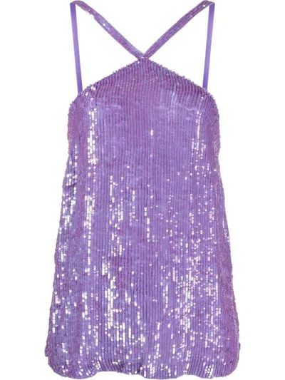 P.a.r.o.s.h Blush Sequin-embellished Halter Top In Purple