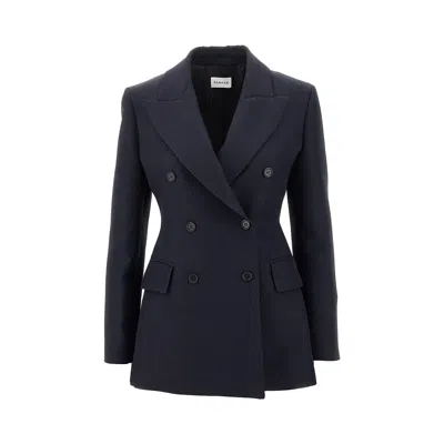 P.a.r.o.s.h P. A.r. O.s. H. Viscose And Linen Double-breasted Jacket In Blue