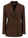 P.a.r.o.s.h Double Breasted Blazer Structured Shoulders In Brown