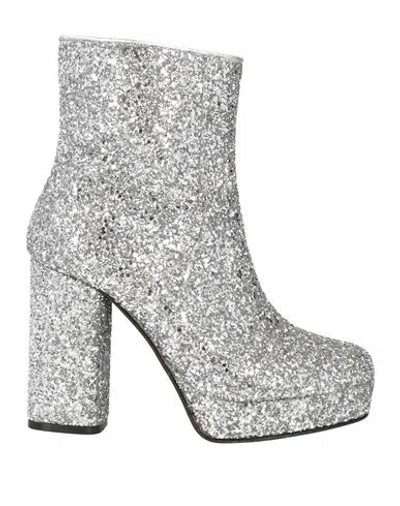 P.a.r.o.s.h P. A.r. O.s. H. Woman Ankle Boots Silver Size 8 Polyester, Cotton, Polyurethane