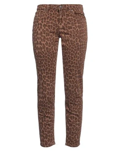 P.a.r.o.s.h P. A.r. O.s. H. Woman Jeans Camel Size L Cotton, Elastane In Animal Print