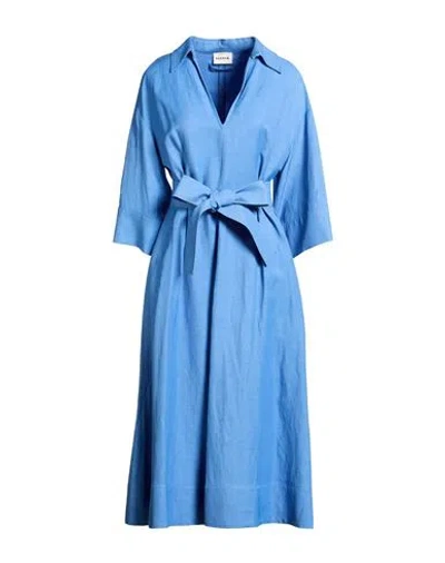 P.a.r.o.s.h P. A.r. O.s. H. Woman Midi Dress Azure Size M Viscose, Linen In Blue