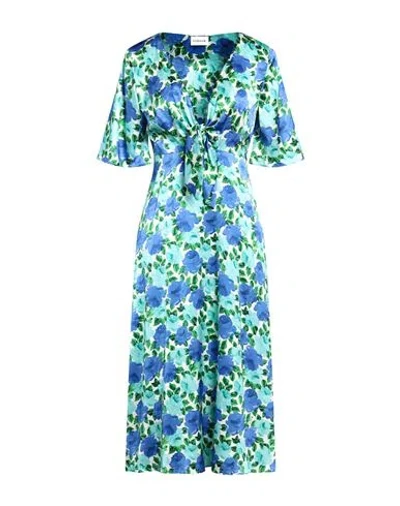 P.a.r.o.s.h P. A.r. O.s. H. Woman Midi Dress Blue Size L Silk, Elastane In Blue