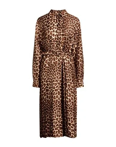 P.a.r.o.s.h P. A.r. O.s. H. Woman Midi Dress Camel Size Xl Silk In Sand