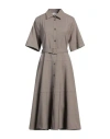 P.a.r.o.s.h Lille Midi Shirt Dress In Taupe Stretch Wool In Beige