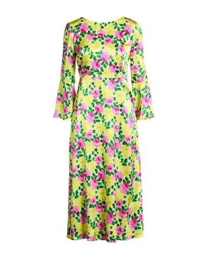 P.a.r.o.s.h P. A.r. O.s. H. Woman Midi Dress Lime Green Size S Silk, Elastane In Multi