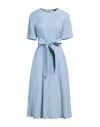 P.a.r.o.s.h P. A.r. O.s. H. Woman Midi Dress Sky Blue Size L Viscose, Linen In Light Blue