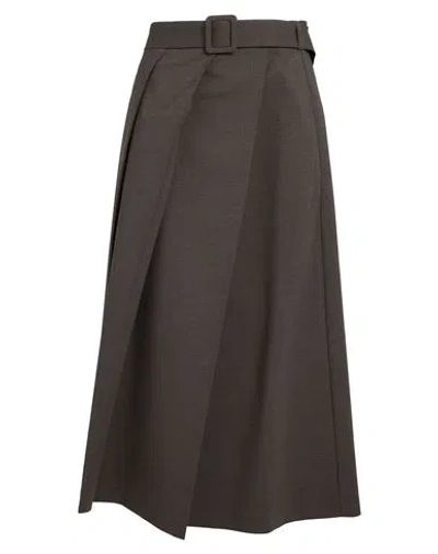P.a.r.o.s.h P. A.r. O.s. H. Woman Midi Skirt Dark Brown Size M Virgin Wool, Elastane