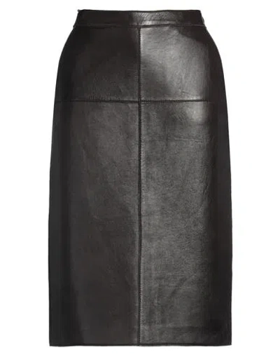 P.a.r.o.s.h P. A.r. O.s. H. Woman Midi Skirt Dark Brown Size S Lambskin