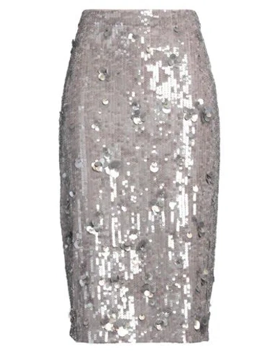 P.A.R.O.S.H P. A.R. O.S. H. WOMAN MIDI SKIRT GREY SIZE M POLYAMIDE, ELASTANE, PVC - POLYVINYL CHLORIDE, GLASS