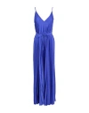 P.a.r.o.s.h V-neck Palmer Pleated Maxi Dress In Blue