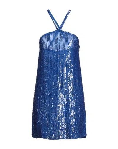 P.A.R.O.S.H P. A.R. O.S. H. WOMAN MINI DRESS BRIGHT BLUE SIZE M VISCOSE, PVC - POLYVINYL CHLORIDE