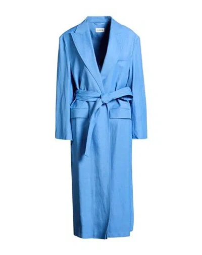 P.a.r.o.s.h P. A.r. O.s. H. Woman Overcoat & Trench Coat Azure Size S Viscose, Linen In Blue