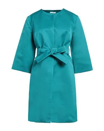 P.a.r.o.s.h P. A.r. O.s. H. Woman Overcoat & Trench Coat Turquoise Size M Polyester In Blue