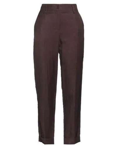 P.A.R.O.S.H P. A.R. O.S. H. WOMAN PANTS DARK BROWN SIZE S VISCOSE, LINEN