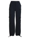 P.a.r.o.s.h Black Cargo Pants With Drawstring At The Ankles In Blue