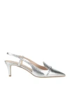P.a.r.o.s.h Silver Leather Sling Back In Silver
