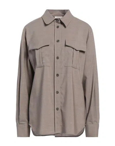 P.a.r.o.s.h P. A.r. O.s. H. Woman Shirt Taupe Size M Virgin Wool, Elastane In Grey
