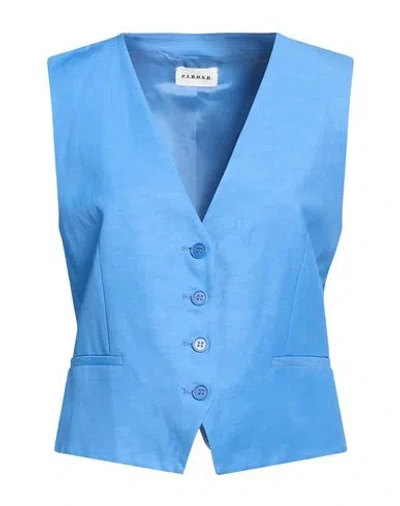 P.a.r.o.s.h P. A.r. O.s. H. Woman Tailored Vest Azure Size M Viscose, Linen In Blue