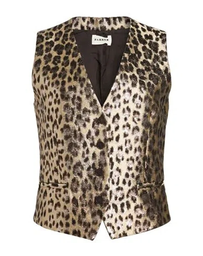 P.a.r.o.s.h P. A.r. O.s. H. Woman Tailored Vest Beige Size S Cotton, Polyester, Metallic Fiber, Polyamide In Animal Print