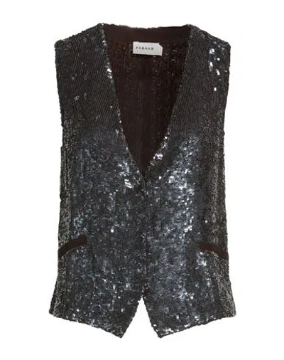 P.a.r.o.s.h P. A.r. O.s. H. Woman Tailored Vest Dark Brown Size L Viscose, Pvc - Polyvinyl Chloride In Black