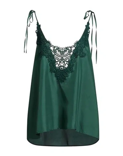 P.a.r.o.s.h P. A.r. O.s. H. Woman Top Dark Green Size L Silk, Cotton, Polyester