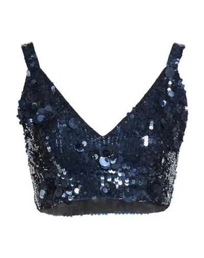 P.A.R.O.S.H P. A.R. O.S. H. WOMAN TOP MIDNIGHT BLUE SIZE M POLYAMIDE, ELASTANE, GLASS, PVC - POLYVINYL CHLORIDE
