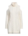 P.a.r.o.s.h Chunky Cable-knit Cold-shoulder Jumper Turtleneck In White
