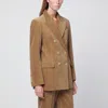 P.a.r.o.s.h Ribbed Velvet Double-breasted Blazer In Brown