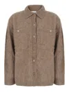 P.a.r.o.s.h Button-front Long-sleeve Wool Cardigan In Beige