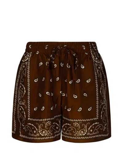P.a.r.o.s.h Paisley Print Drawstring Shorts In Brown