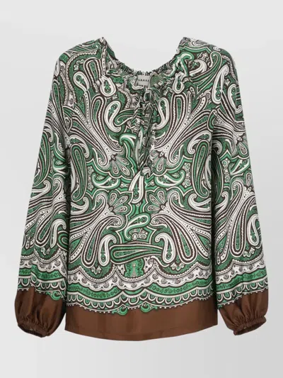P.a.r.o.s.h Paisley Silk Blouse Long Sleeves Lace In Green