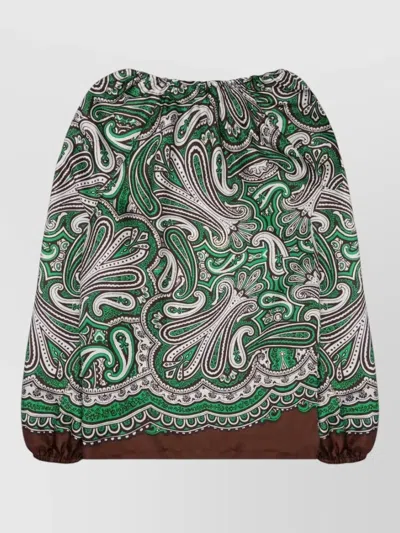 P.a.r.o.s.h Paisley Top Gathered Neckline Long Sleeves