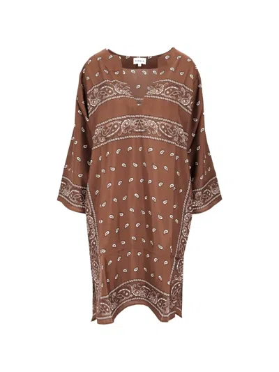 P.a.r.o.s.h Beach Dress V Neckline Short Sleeves Paisley In Brown