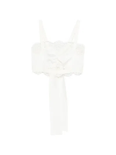 P.a.r.o.s.h Paky Lace-detail Bow Top In White