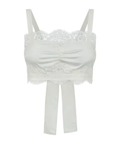 P.a.r.o.s.h Paky Lace-detail Bow Top In White
