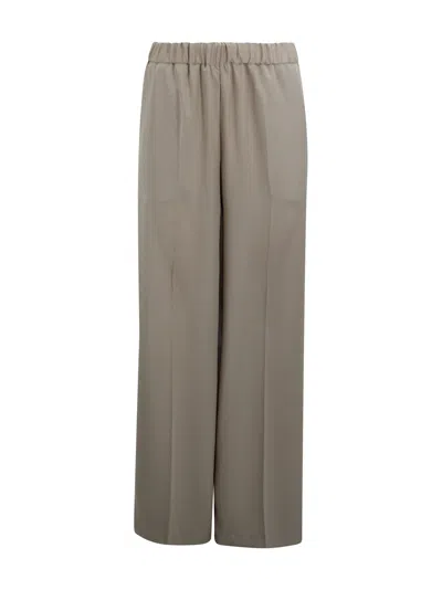 P.a.r.o.s.h Palazzo Pants Elastic Waistband Wide Leg In Brown