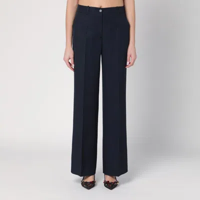 P.a.r.o.s.h . Palazzo Trousers Blue In Linen Blend