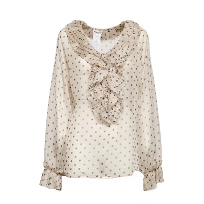 P.a.r.o.s.h Pallina Polka Dot Chiffon Blouse In Multi