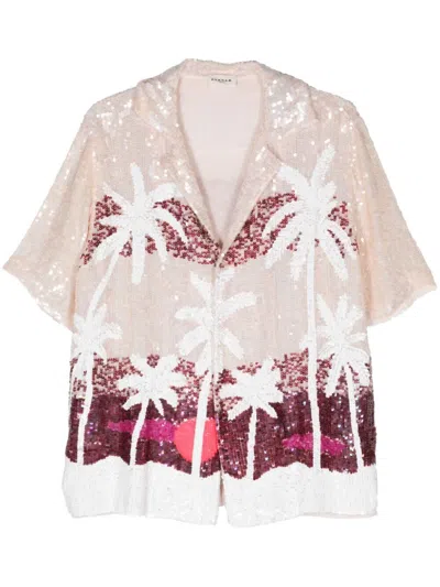 P.a.r.o.s.h Palm Print Sequined Shirt In Multi