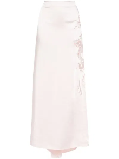 P.a.r.o.s.h Dragon-embroidery Maxi Skirt In Pink