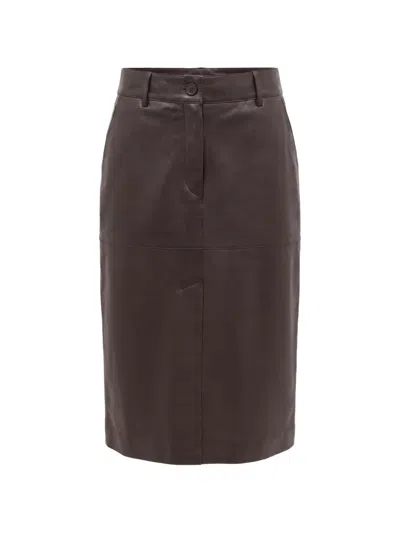 P.a.r.o.s.h Panelled Calf Leather Midi Skirt In Brown