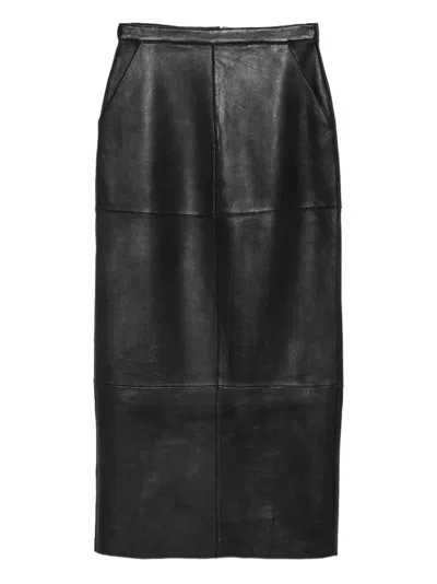 P.a.r.o.s.h Panelled Leather Skirt In Black