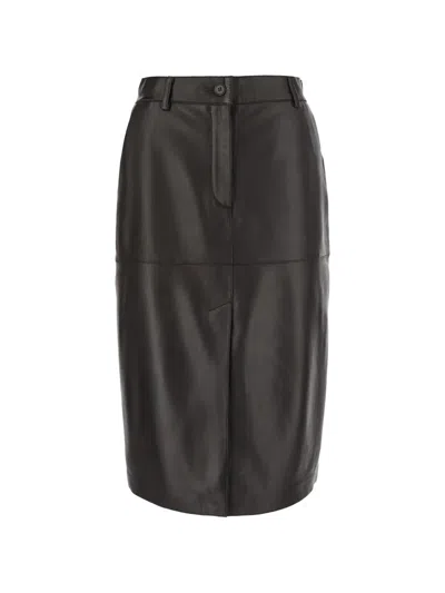P.a.r.o.s.h Panelled Leather Skirt In Black